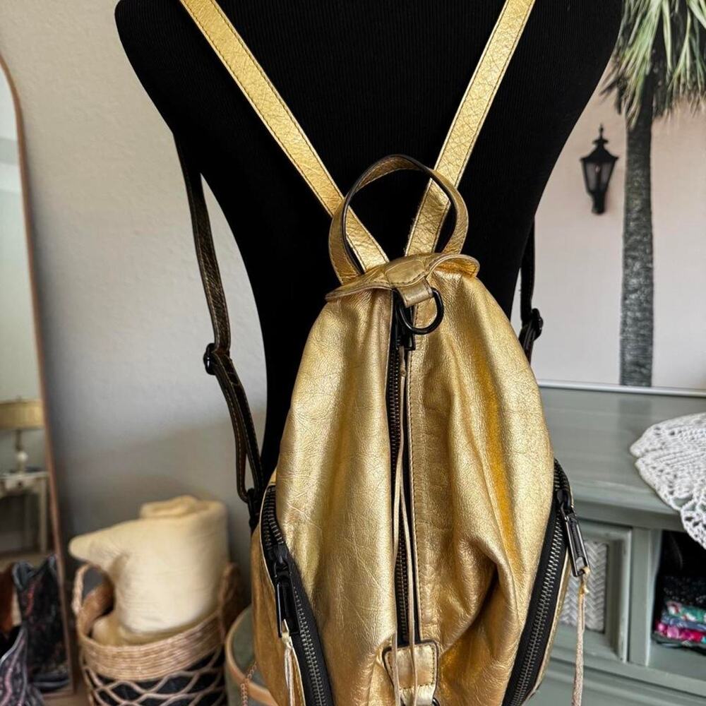 Rebecca minkoff julian mini gold backpack